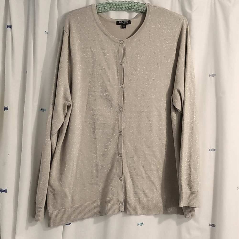 Gold sparkle button up cardigan 2x